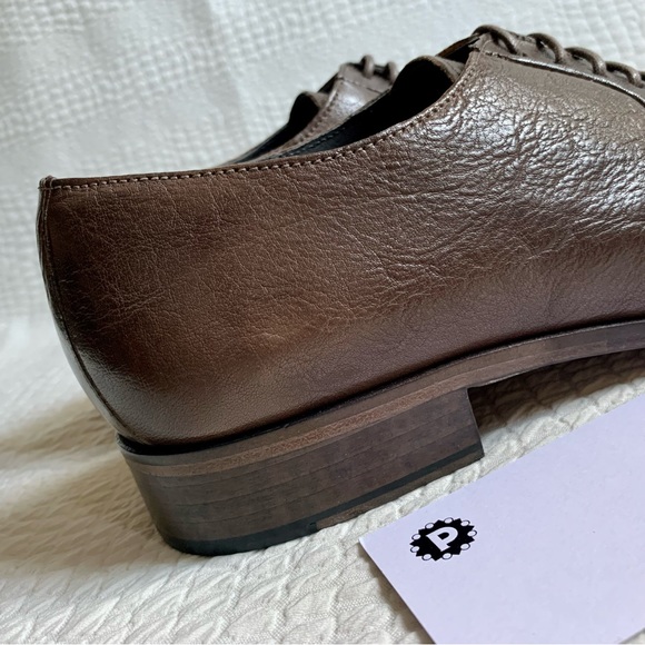 NWT Men's POLLINI Brown Real Leather Handmade Lace Up Shoes - Picture 5 of 10